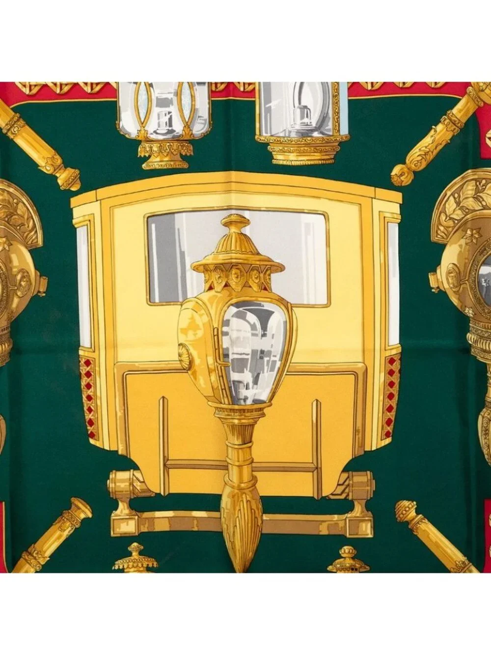Hermes Carre 90 Feux de Route Carriage Lantern Scarf Large Multicolor Silk